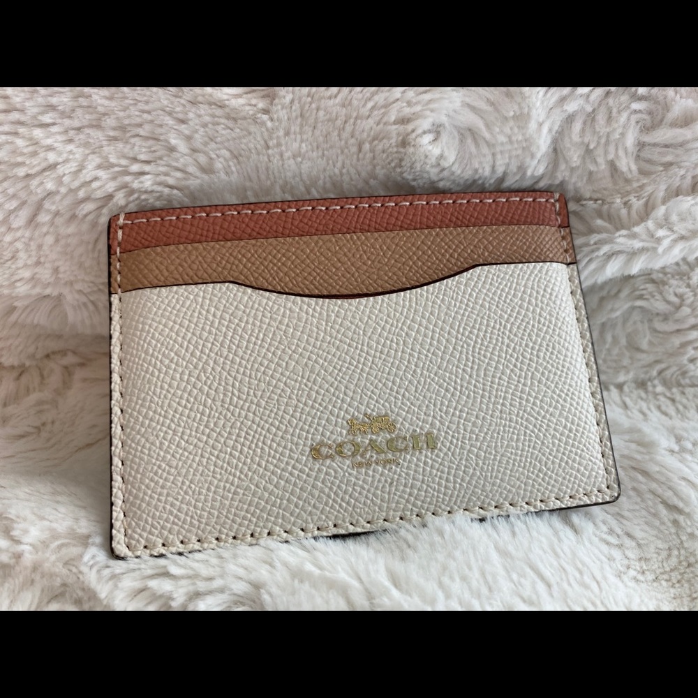 Coach Color Block Crossgrain Leather Card Case
